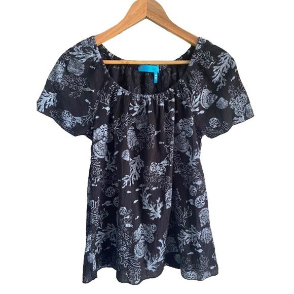 Fresh‎ Produce Womens Flounce Sleeve Under Sea Top Sz M - Picture 1 of 9